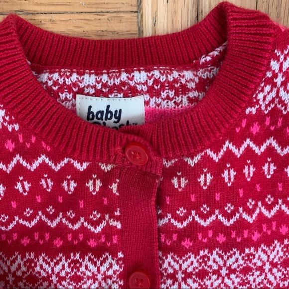 🌟3/$15🌟OskKosh Red Fair Isle Knit Cotton Blend Cardigan Size 6M - Picture 4 of 8